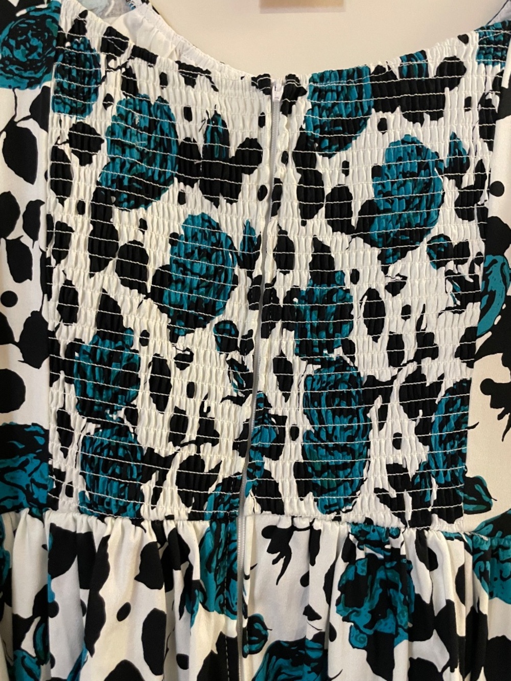 NWT Unique Vintage White & Turquoise Rose Cap Sleeve Valencia Swing Dress - 2X - Picture 8 of 12